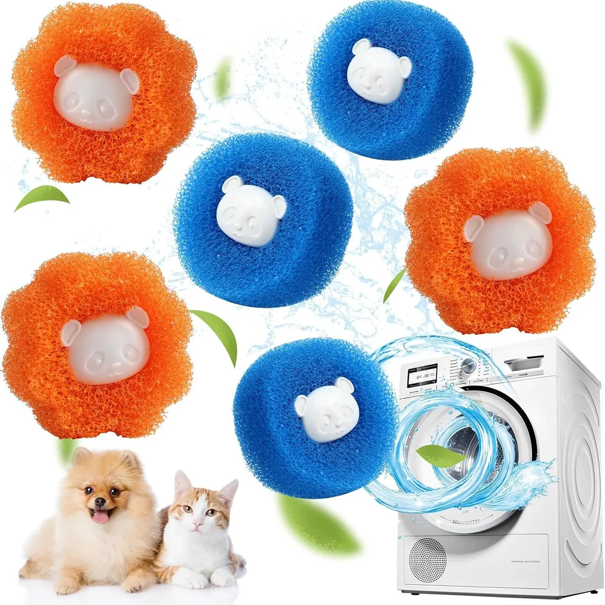 KUANGYE - 6 Bolas Atrapa Pelusa Pelo Lavadora Ropa Limpieza Filtro