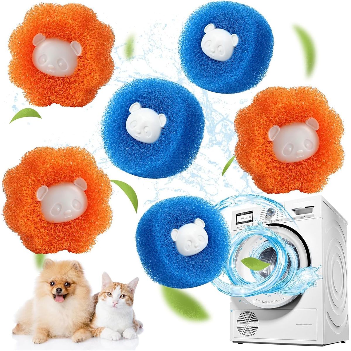 KUANGYE - 6 Bolas Atrapa Pelusa Pelo Lavadora Ropa Limpieza Filtro