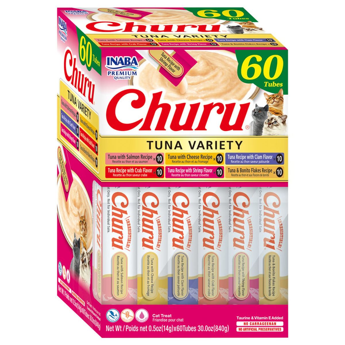 CHURU - Inaba Churu Snack Gato Mix Sabor Atun, 60 Tubitos