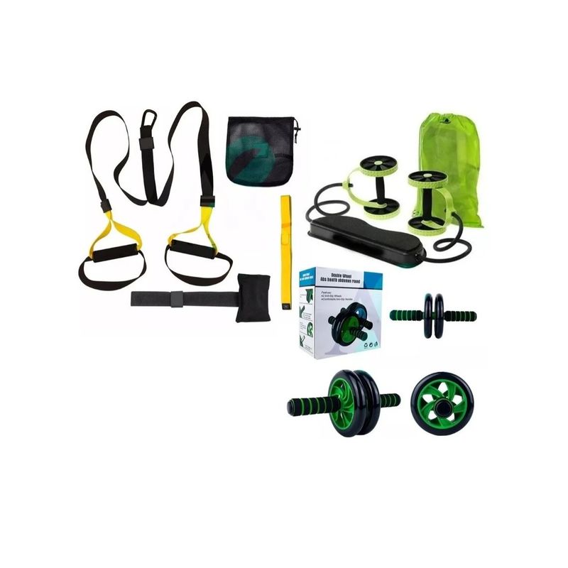 GENERICO - Kit De Entrenamiento Funcional Trx + Ruedad De Abdominales