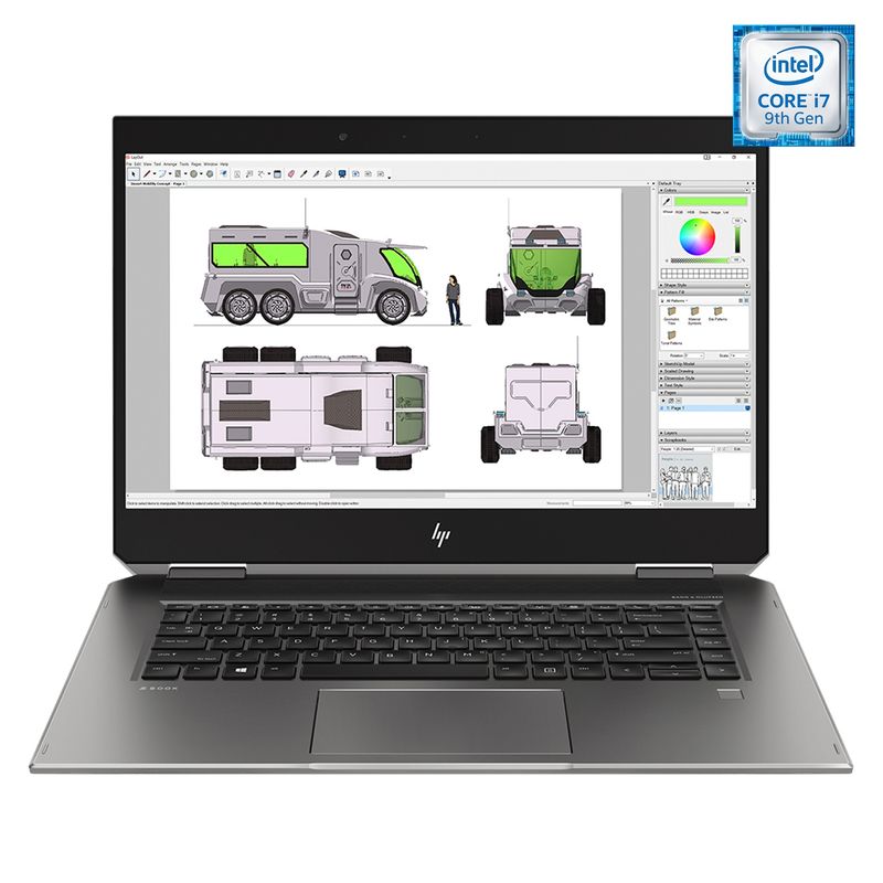 HP - Notebook Zbook Studio x360 G5 Intel Core i7-9850H Hexa-Core 16GB RAM 1TB SSD NVIDIA Quadro P2000 4GB 15.6" 600 nits Touch