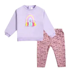 TEDMIMAK - Set 2 piezas Conjunto Buzo Poleron Niña 100% Algodon Lilac Fantasy
