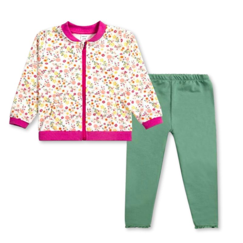 TEDMIMAK - Set 2 piezas Conjunto Buzo Polerón Niña 100% Algodón Fuchsia Flowers