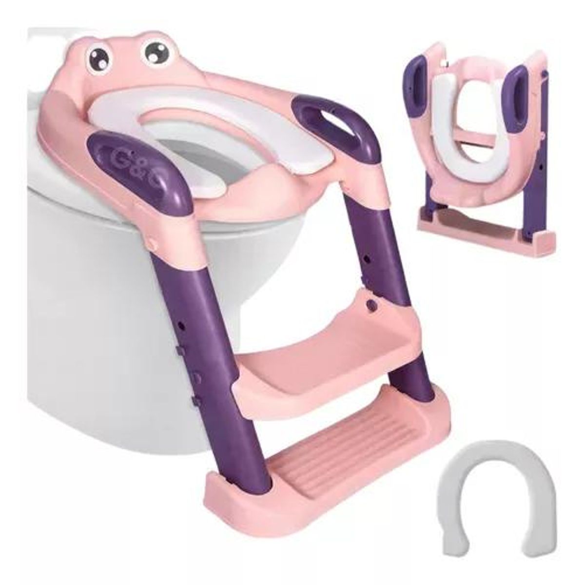 GENERICO - Asiento Entrenador de Baño con Escalera para Niños Morado