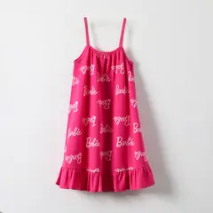 BARBIE - Vestido Niña Full Print Fucsia