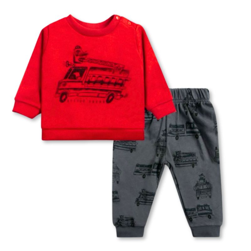 TEDMIMAK - Set 2 piezas Conjunto Buzo Poleron Niño 100% Algodon Red Cars