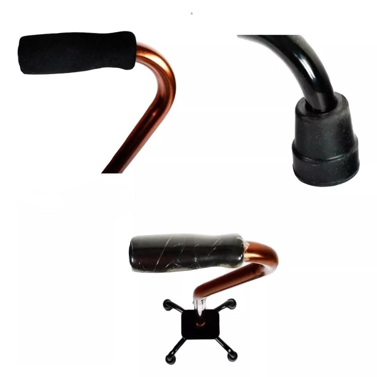 GENERICO - Baston 4 Patas Cuadruple Ortopedico Altura Regulable Bronce