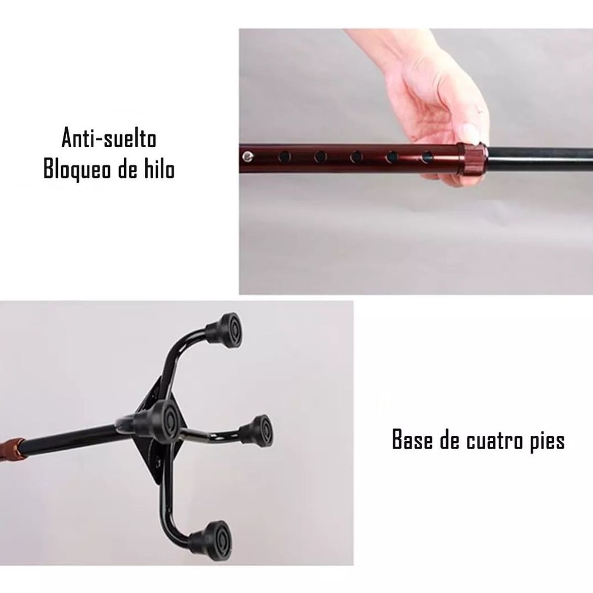 GENERICO - Baston 4 Patas Cuadruple Ortopedico Altura Regulable Bronce