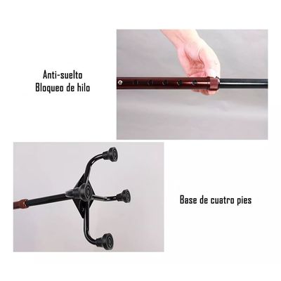 Imagen 2 del producto Baston 4 Patas Cuadruple Ortopedico Altura Regulable Bronce