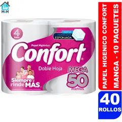 CONFORT - Papel Higiénico Mega Doble Hoja 50 Metros 40 Rollos