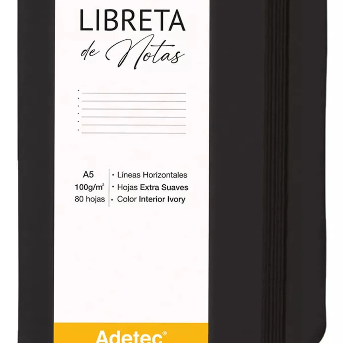 ADETEC - Libreta De Notas A5 Cosida Papel Beige 100 g X 80 Hojas