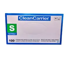 CLEANCARRIER - Guantes descartables antideslizantes color azul talle S de nitrilo