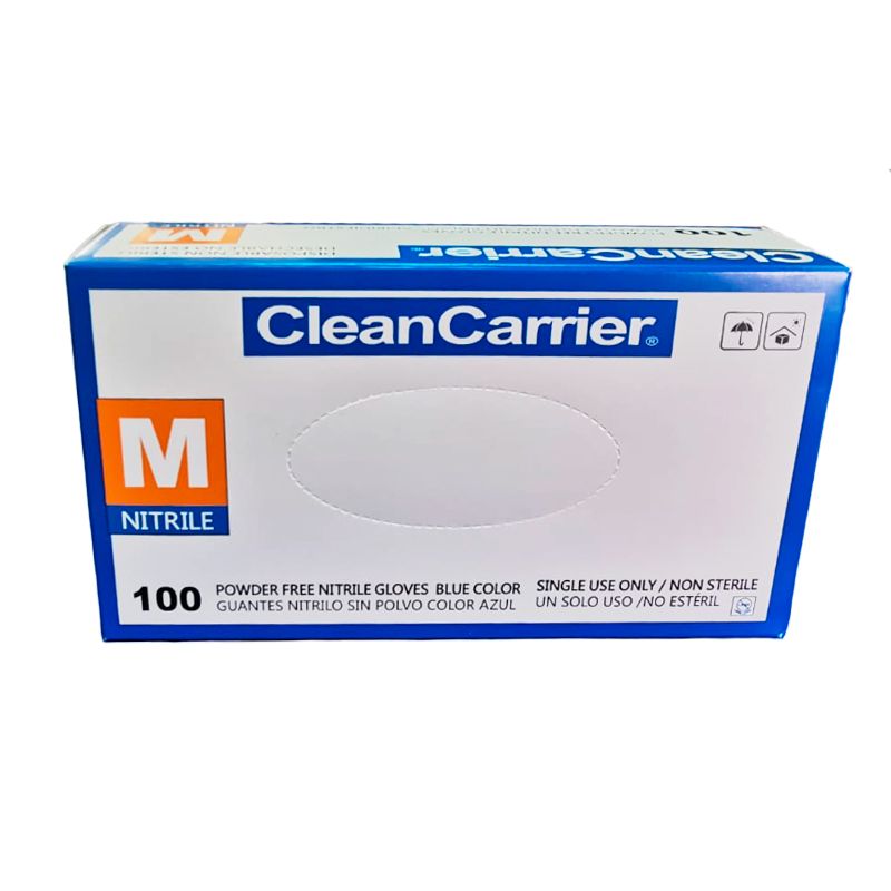 CLEANCARRIER - Guantes descartables antideslizantes color azul talle M de nitrilo