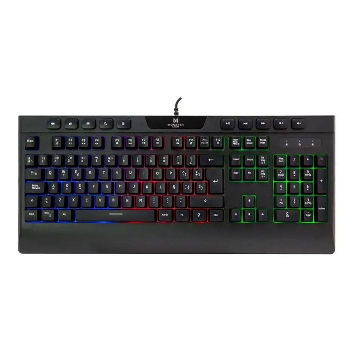 MONSTER - Teclado Gamer Membrana Monster Inception RGB Anti-Ghosting MONSTER