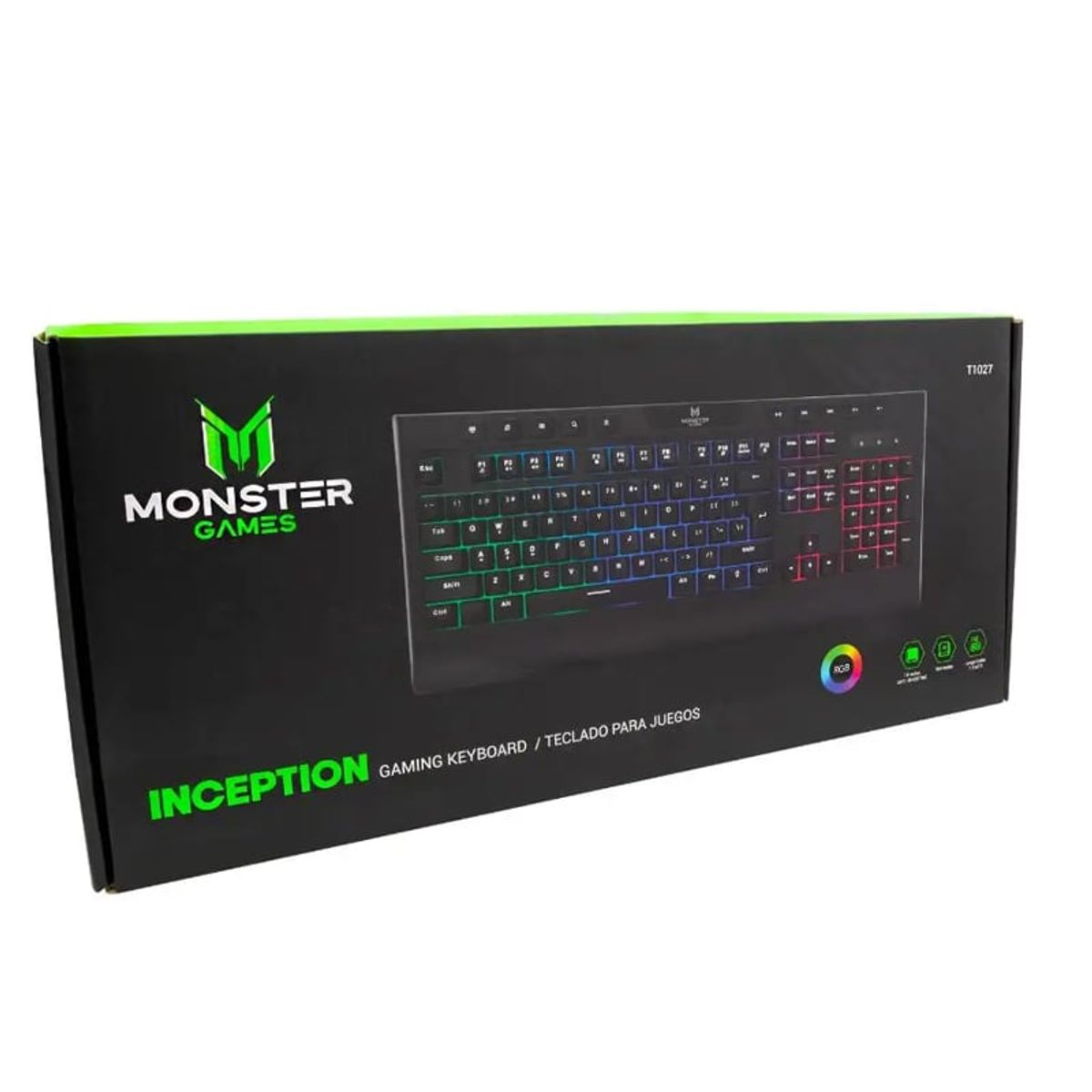 MONSTER - Teclado Gamer Membrana Monster Inception RGB Anti-Ghosting MONSTER