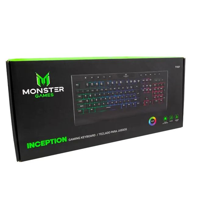 MONSTER - Teclado Gamer Membrana Monster Inception RGB Anti-Ghosting MONSTER