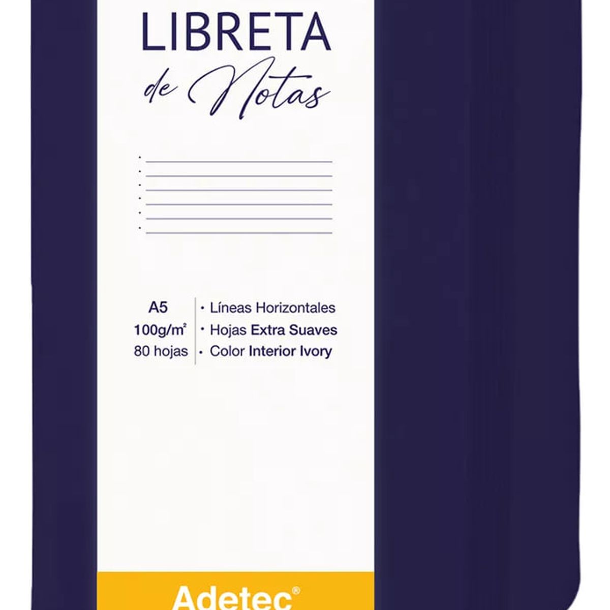 ADETEC - Libreta De Notas A5 Cosida Papel Beige 100 g X 80 Hojas