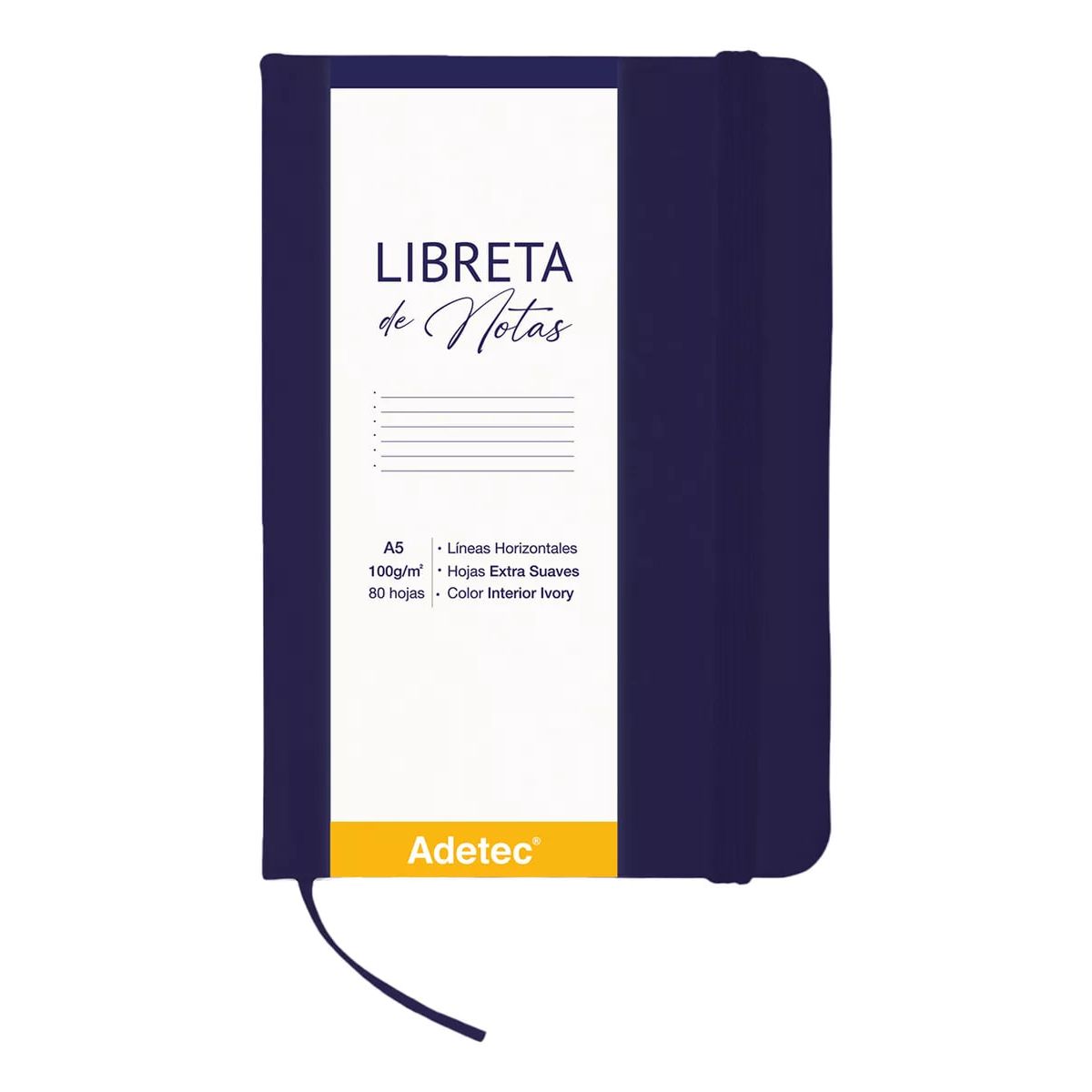 ADETEC - Libreta De Notas A5 Cosida Papel Beige 100 g X 80 Hojas