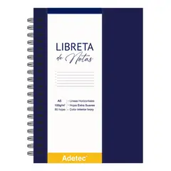 ADETEC - Libreta De Notas A5 Anillado Papel Beige 100 g X 80 hojas