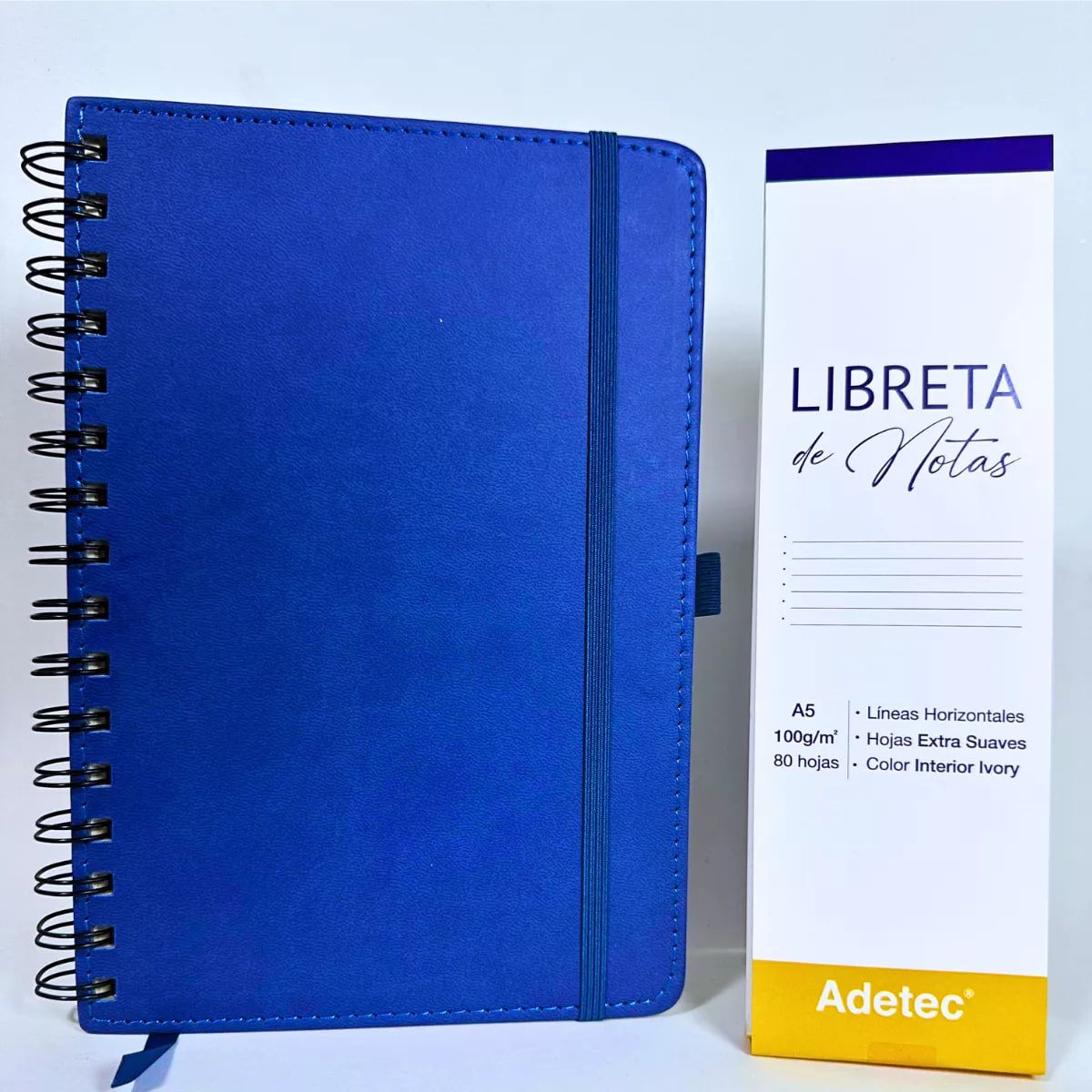 ADETEC - Libreta De Notas A5 Anillado Papel Beige 100 g X 80 hojas