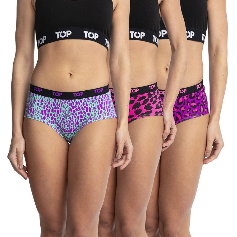 TOP - Calzón Pantaletas Algodón Con Elástico Pack 3 Neón C2 TOP