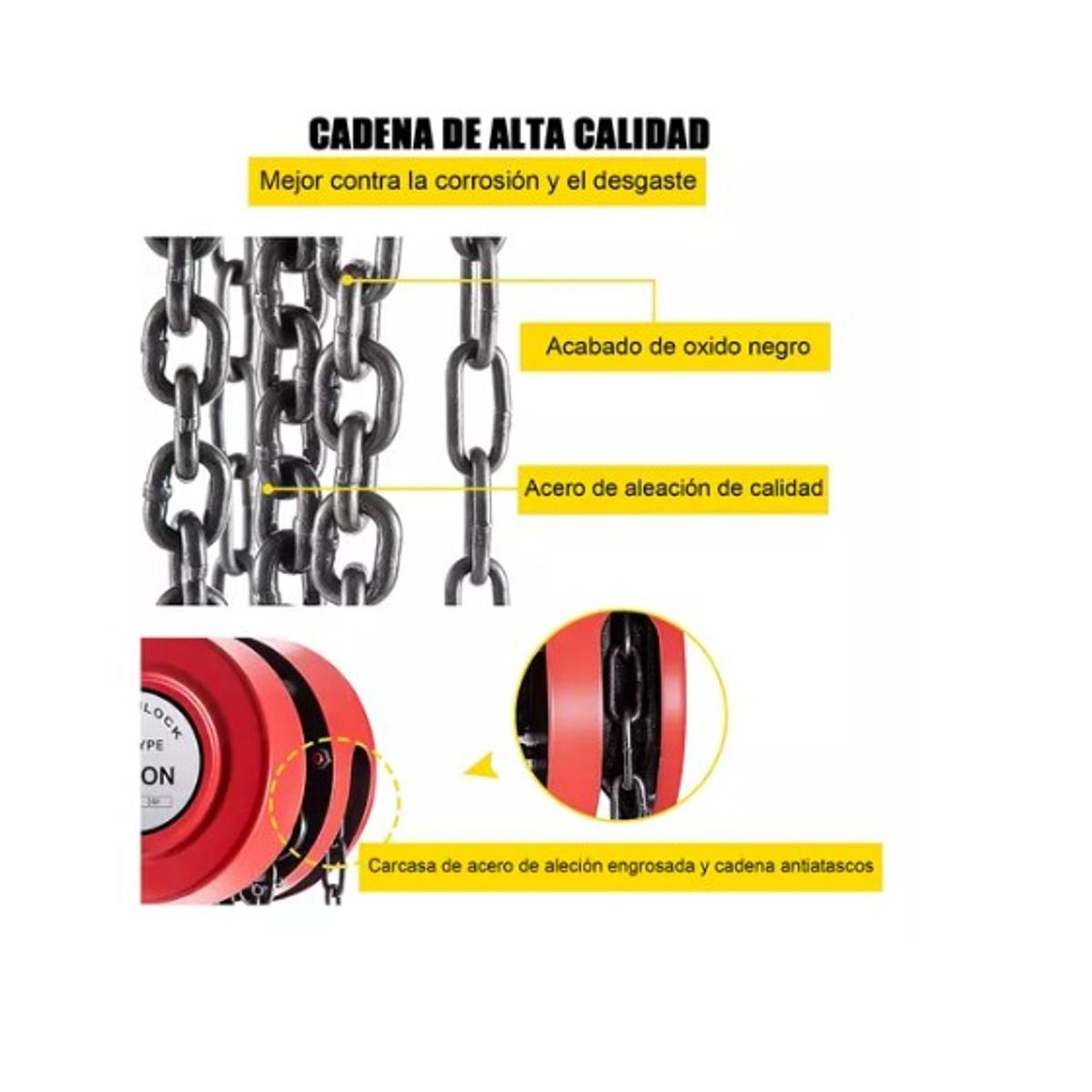 ESHOPANGIE - Tecle Polipasto Manual Con Cadena 3 Toneladas X3 Metros