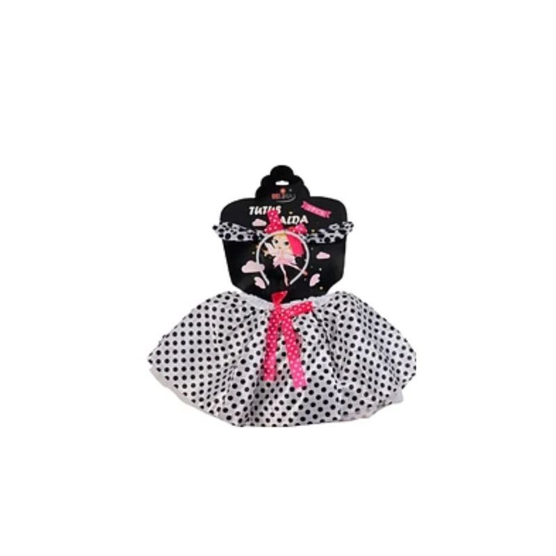 GENERICO - Conjunto De Falda Tutu y Orejas De Perro Blanco y Negro