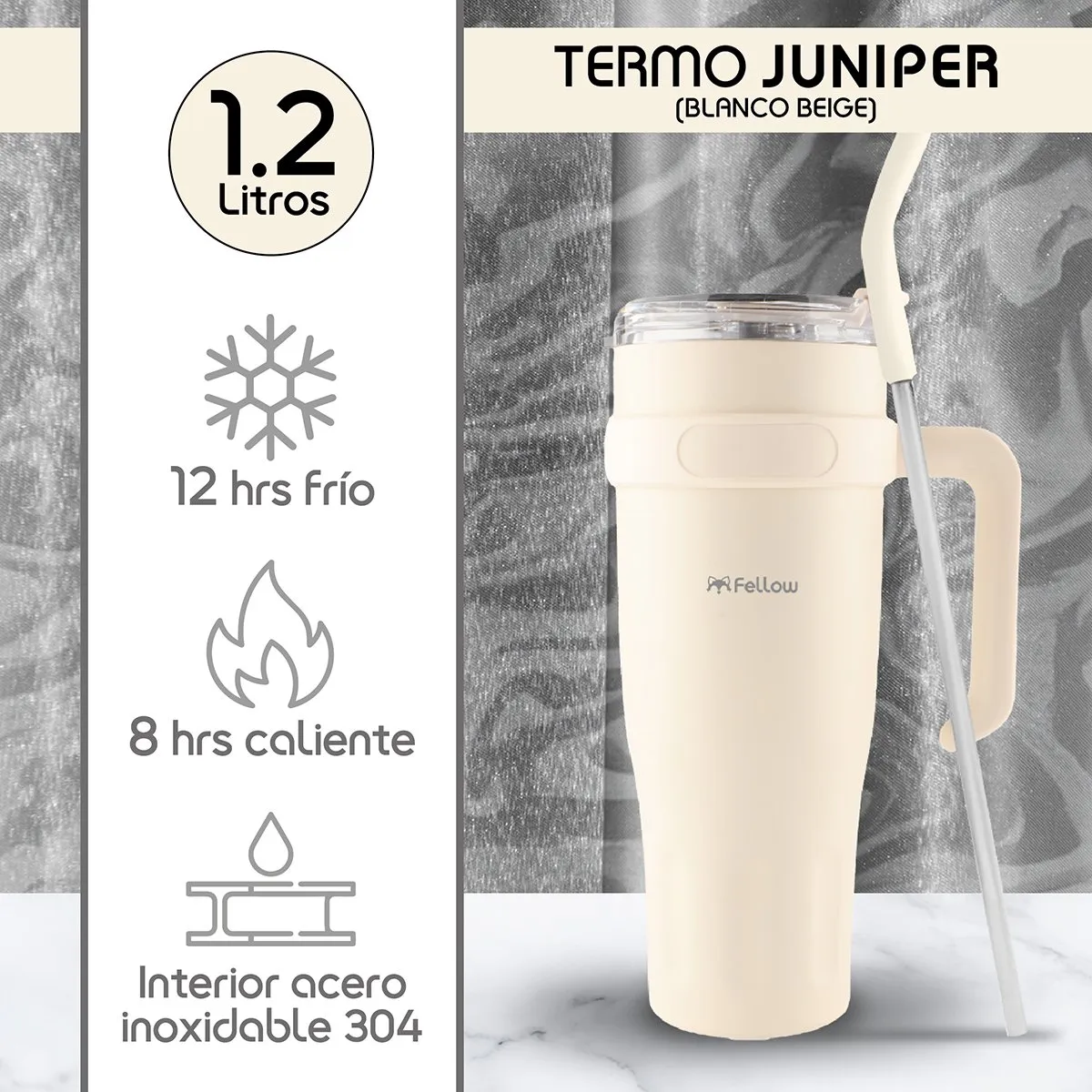 FELLOW - Termo Vaso Mug Térmico Juniper By Fellow 1.2L Acero Inox 304 - Blanco