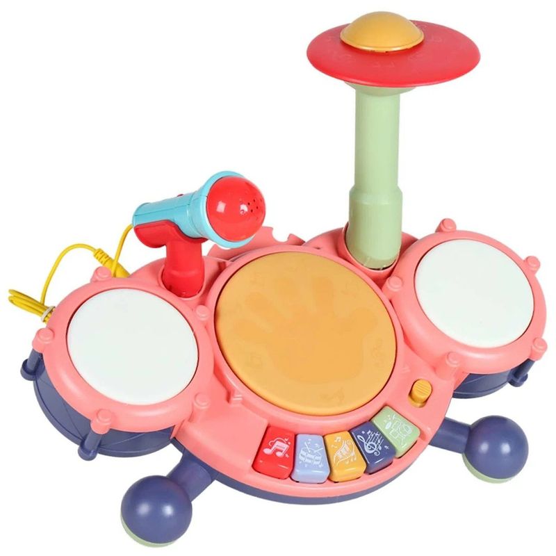 OEM - BATERIA MUSICAL INTERACTIVA JAZZ DRUM BEBE ROSA