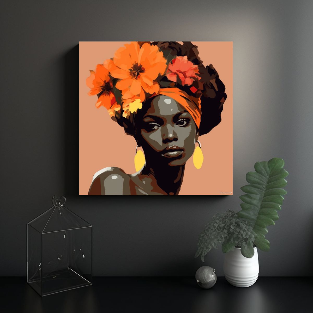 GENERICO - Cuadro Creativo Estilo Andy Warhol Africano 70x70 Cm