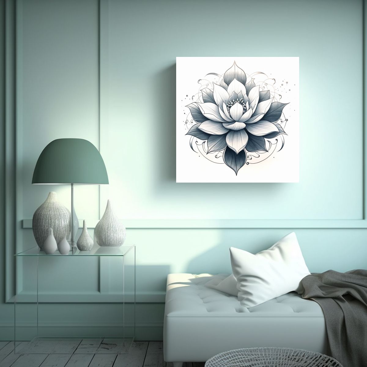 GENERICO - Cuadro Decorativo De Loto Asiático En Estilo 50x50 Cm