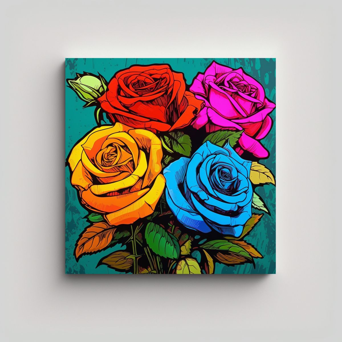 GENERICO - Arte Conceptual De Rosas PopArt: Riqueza Visual 90x90 Cm