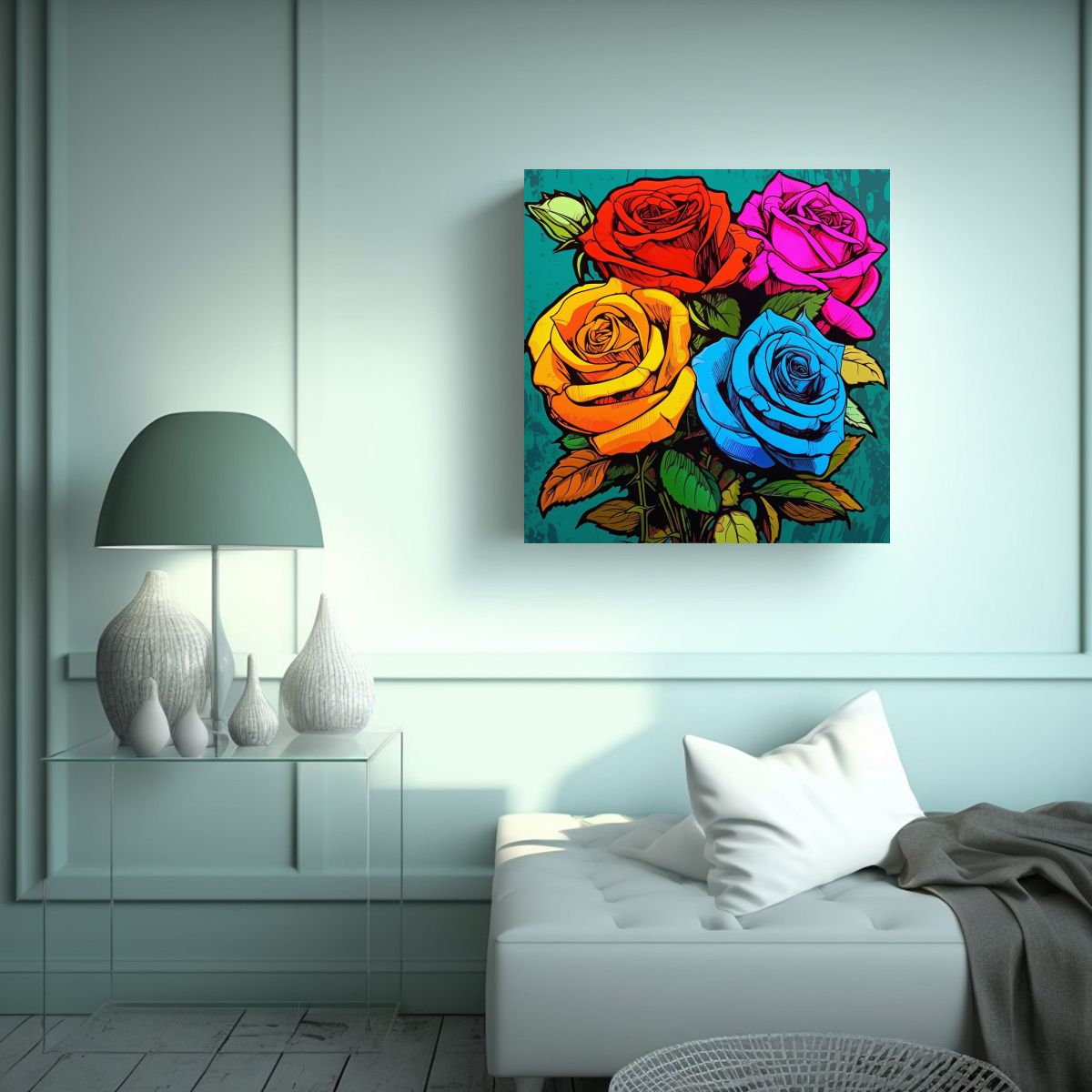 GENERICO - Arte Conceptual De Rosas PopArt: Riqueza Visual 90x90 Cm