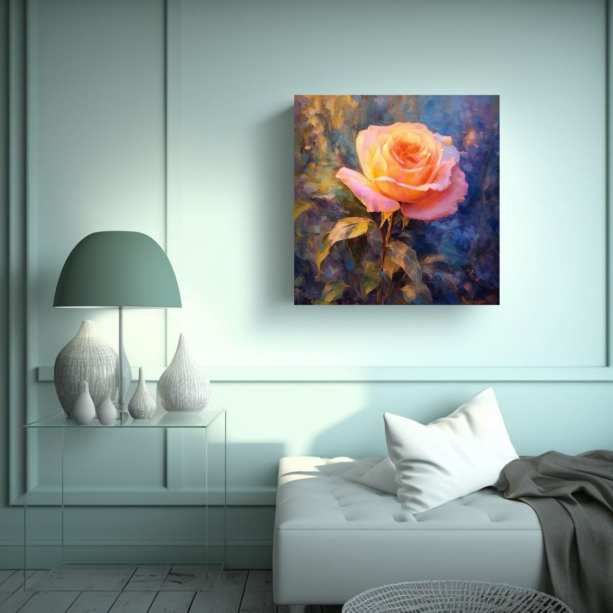 GENERICO - Jardín De Rosas Estilo Impresionista En Canva 30x30 Cm
