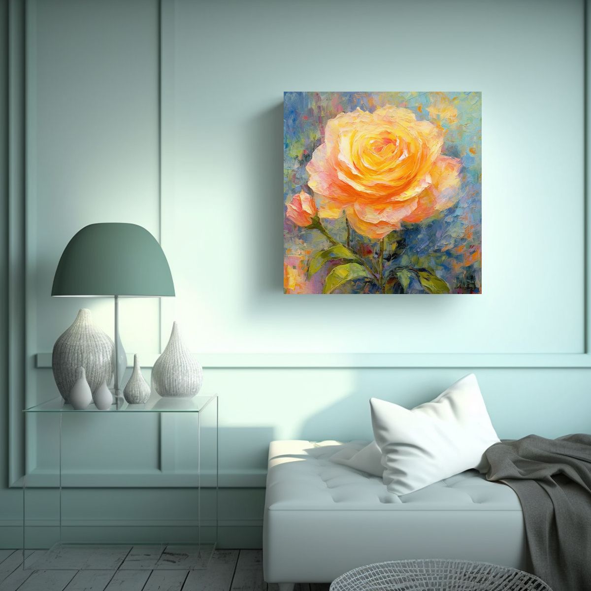 GENERICO - Composición De Rosa De Jardín Al Estilo 50x50 Cm