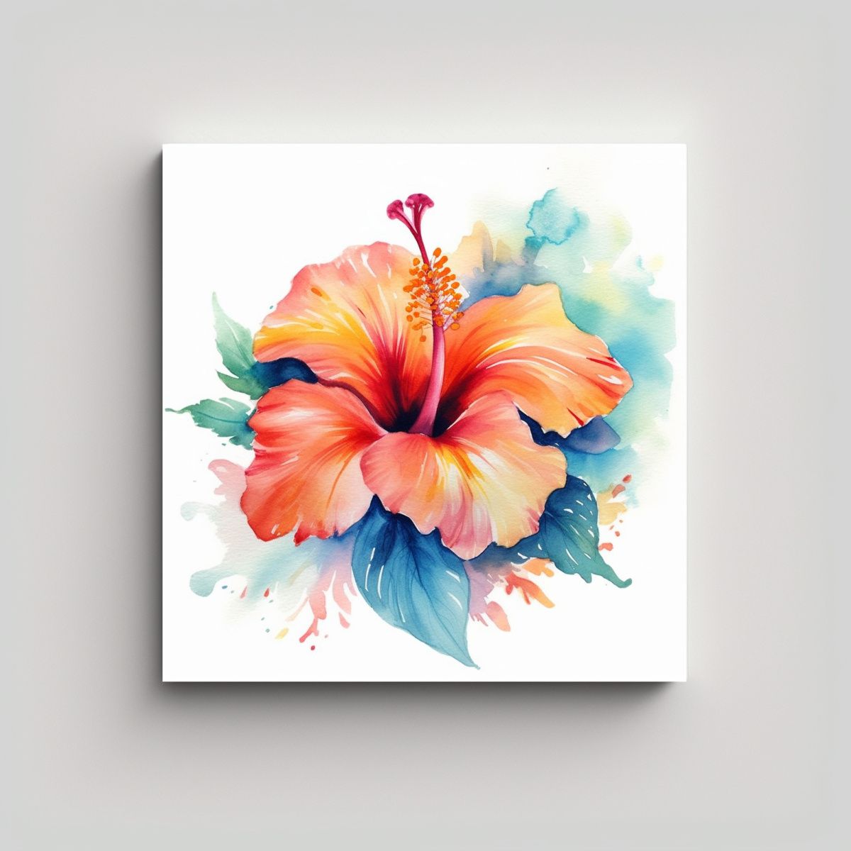 GENERICO - Cuadro Decorativo De Hibisco Tropical En 90x90 Cm