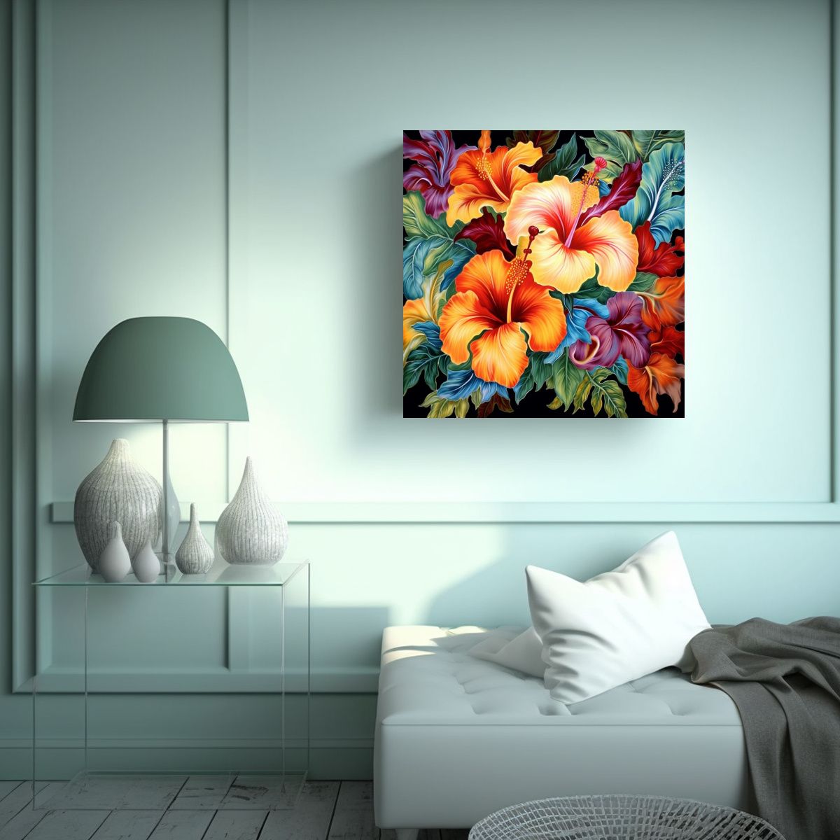 GENERICO - Cuadro Abstracción Colorido Con Motivos De 70x70 Cm