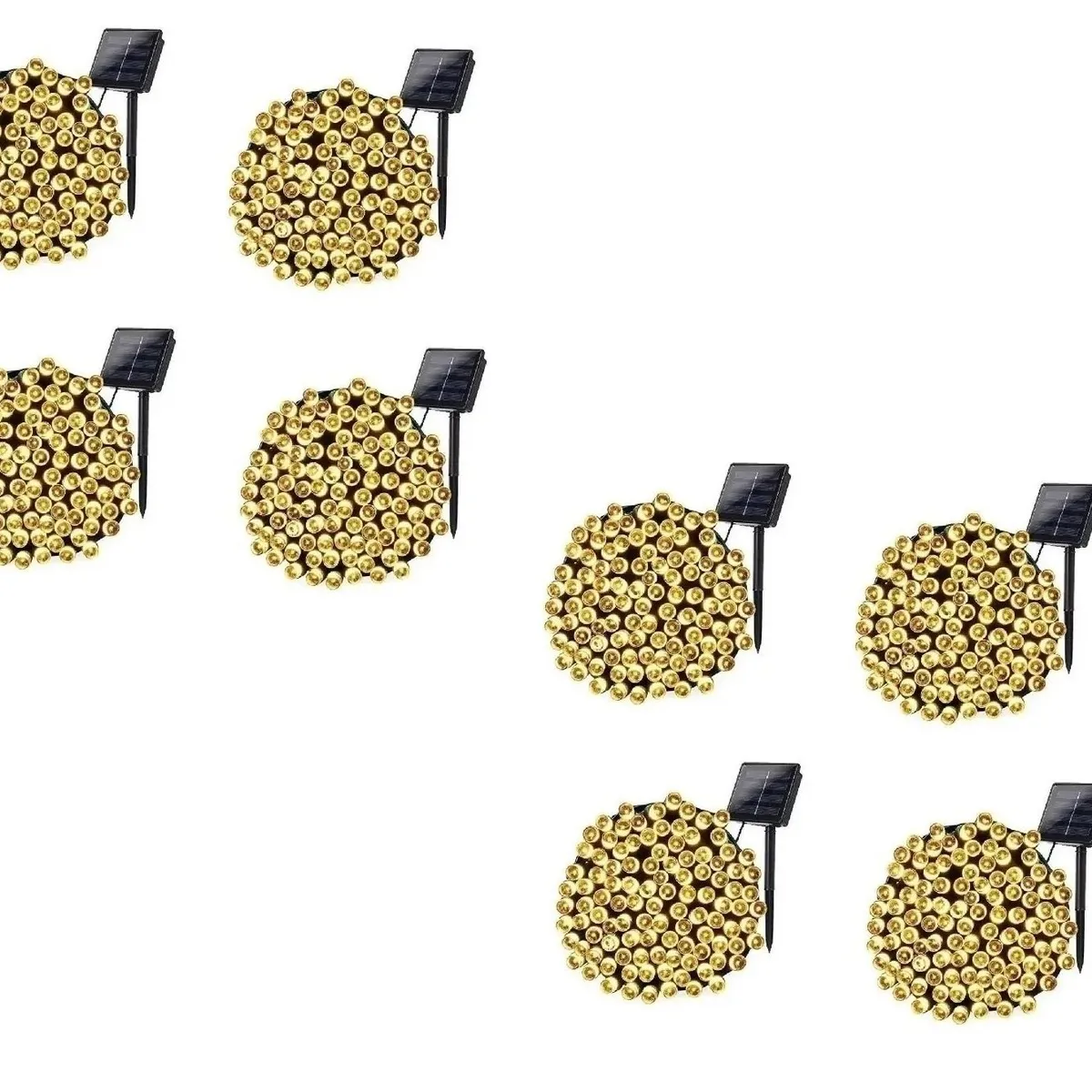 GENERICO - Pack X8 Luces Solares Guirnalda 10 Metros 100 Led Calidas