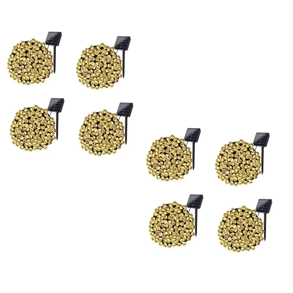 GENERICO - Pack X8 Luces Solares Guirnalda 10 Metros 100 Led Calidas