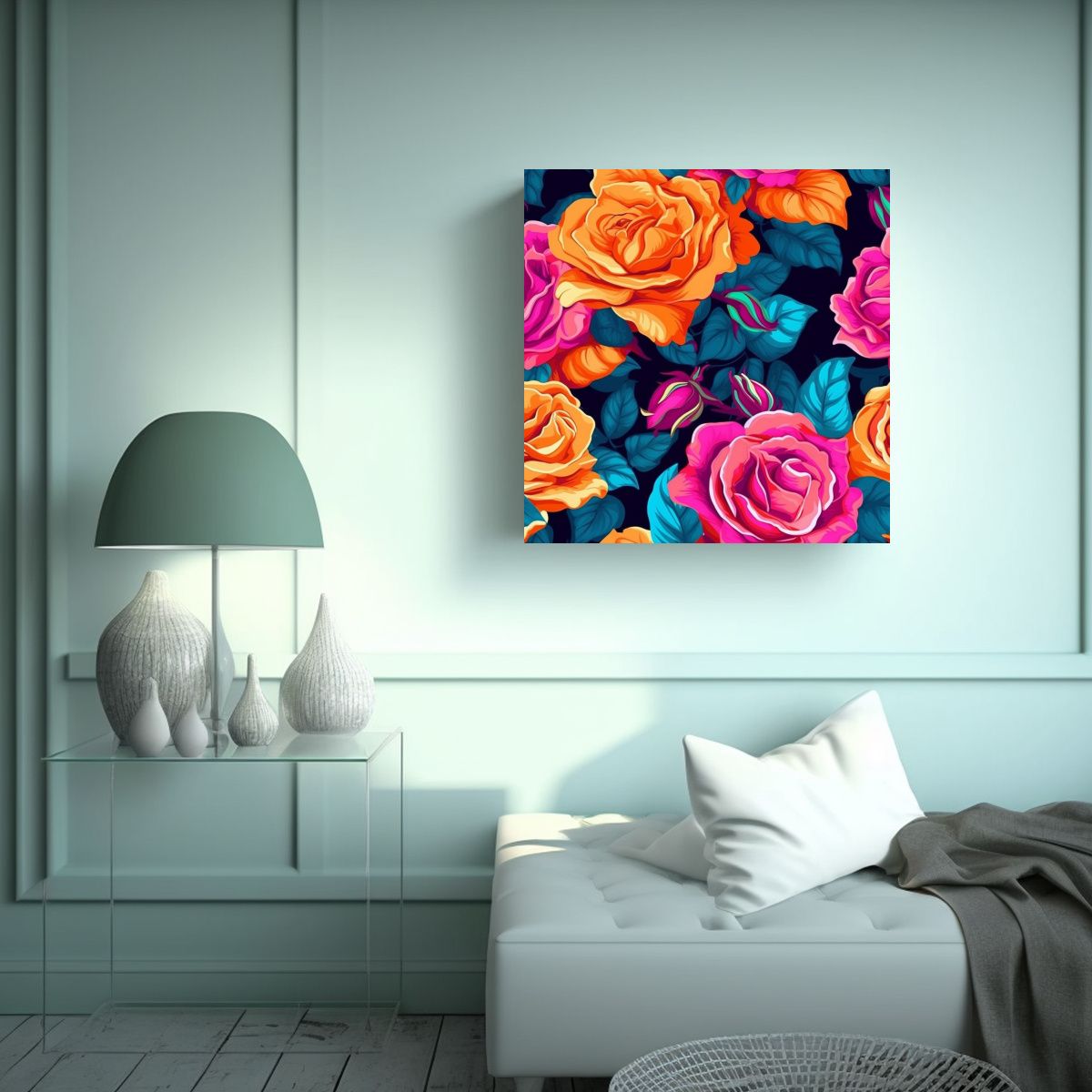 GENERICO - Adorable Tela Vintage Con Patrón Vibrante De 70x70 Cm