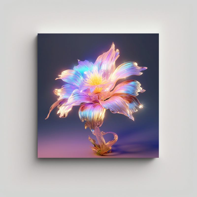 GENERICO - Lienzo Innovador De Flor En Líneas Finas Con Ray 40x40 Cm