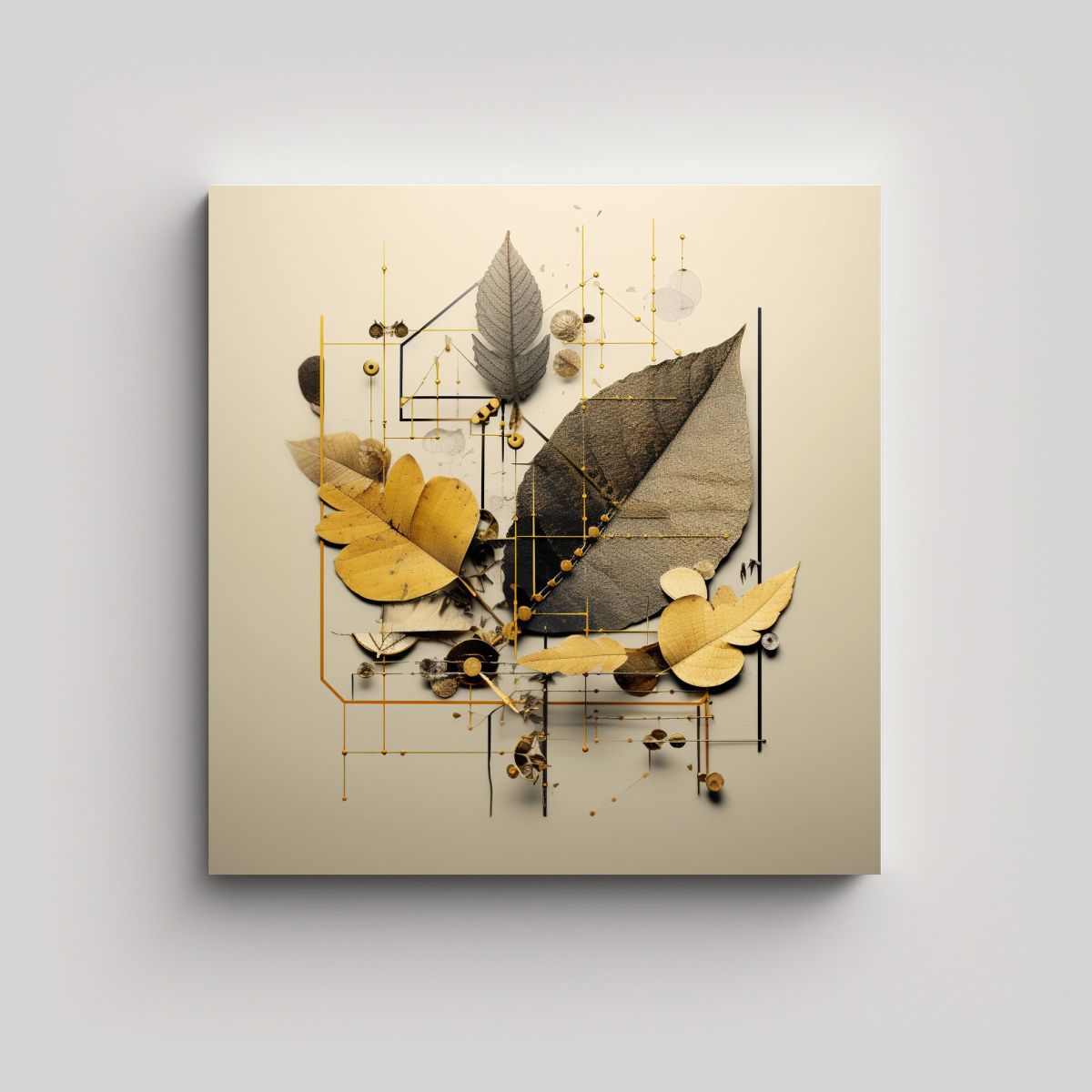 GENERICO - Collage Orgánico Y Geométrico Con Movimiento En 90x90 Cm