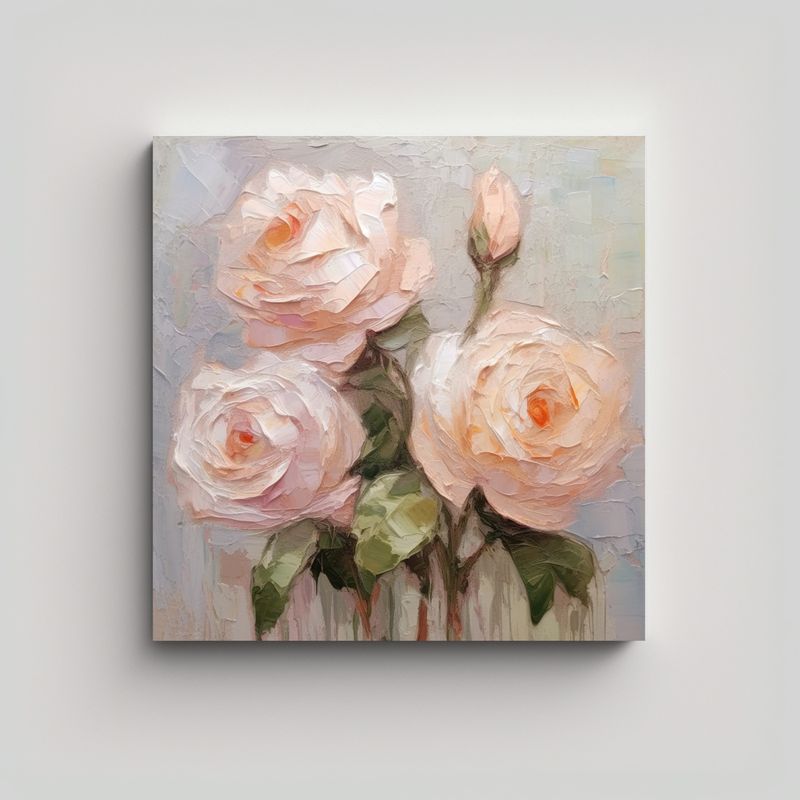 GENERICO - Cuadro Sublimado De 3 Rosas Rosa Pálido: Riqueza 70x70 Cm