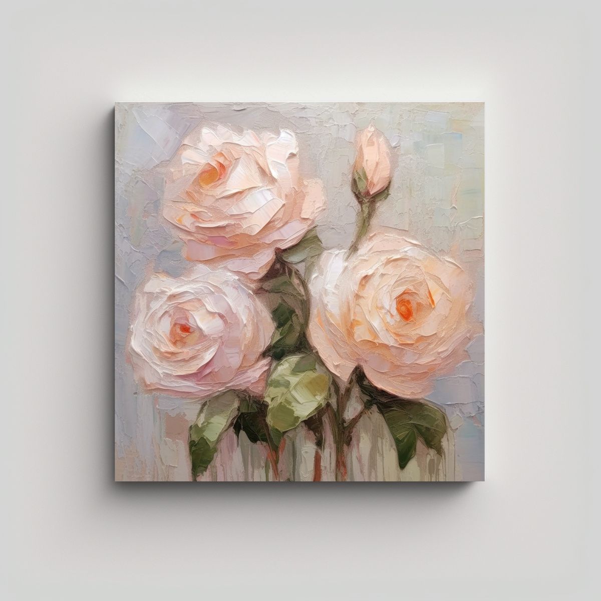 GENERICO - Cuadro Sublimado De 3 Rosas Rosa Pálido: Riqueza 40x40 Cm