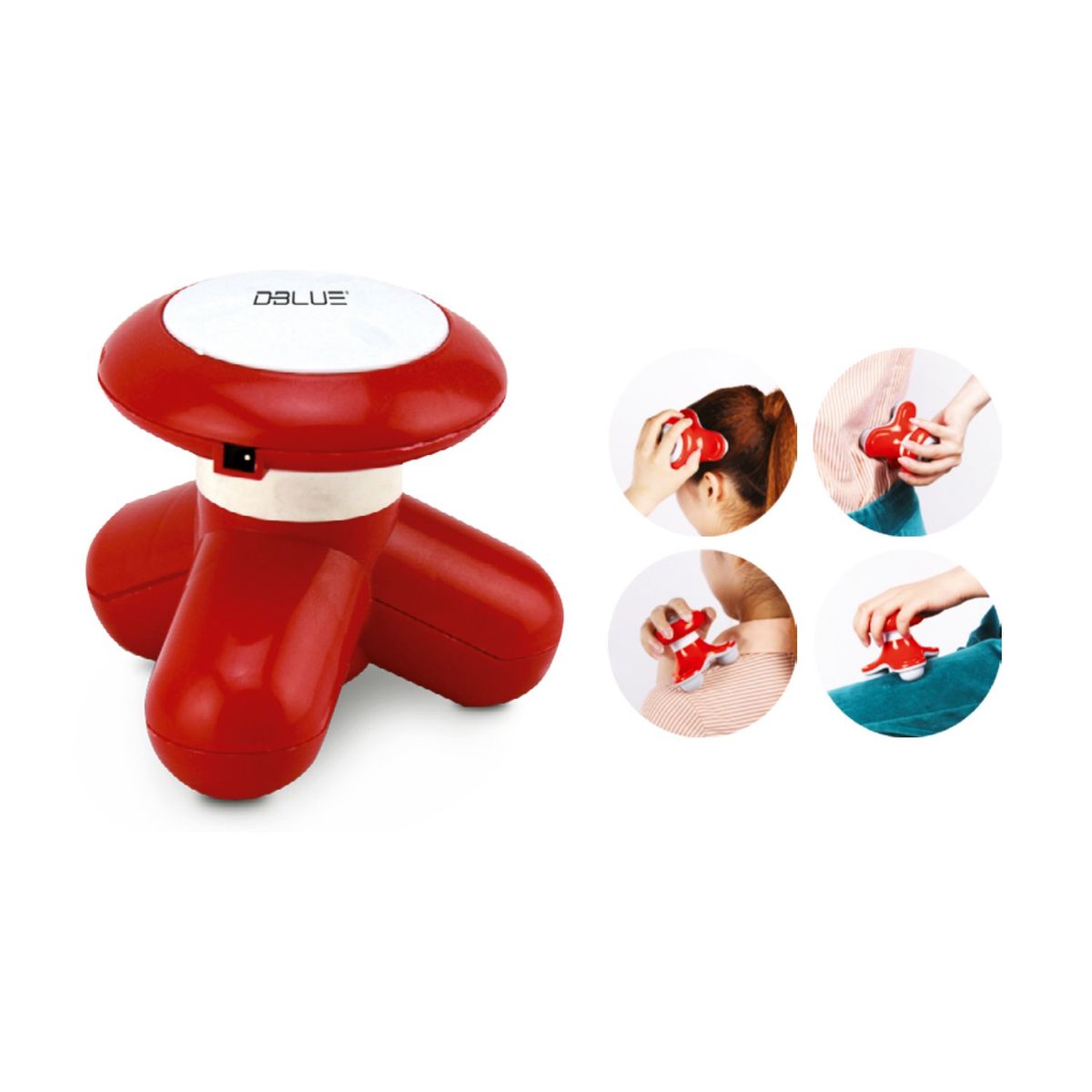 DBLUE - Masajeador Portátil A Pilas O Conexión Usb Color Rojo - SC