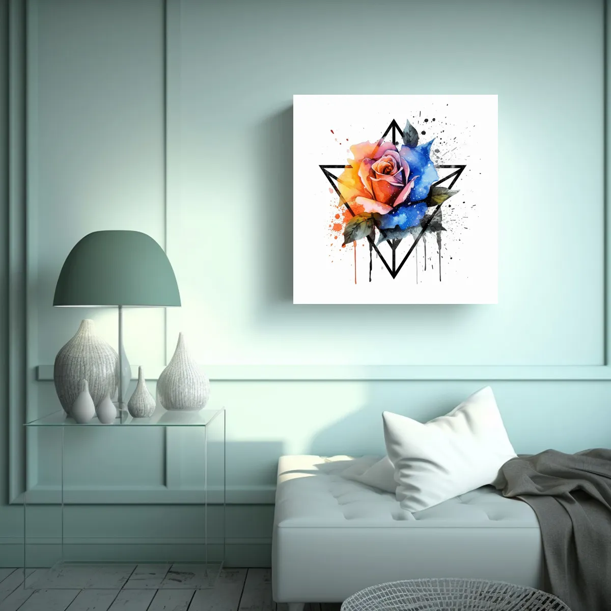 GENERICO - Composición Impactante: Logo De Rosa En Acuarela 50x50 Cm