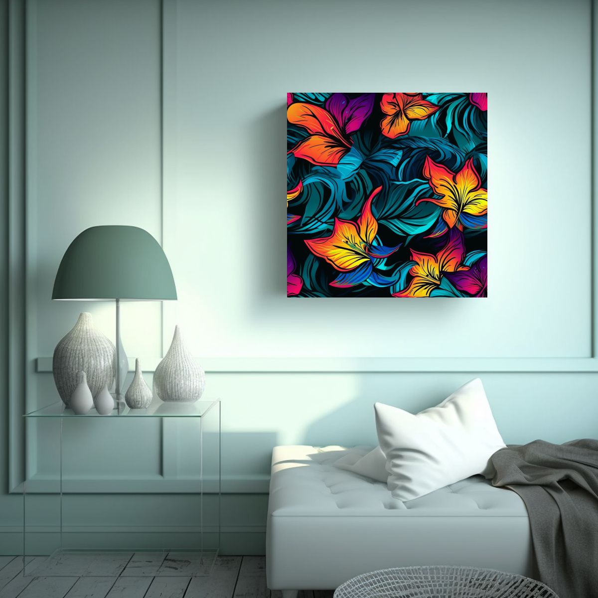 GENERICO - Diseño Hawaiano Tron En Lienzo De Tela Moderno Y 40x40 Cm