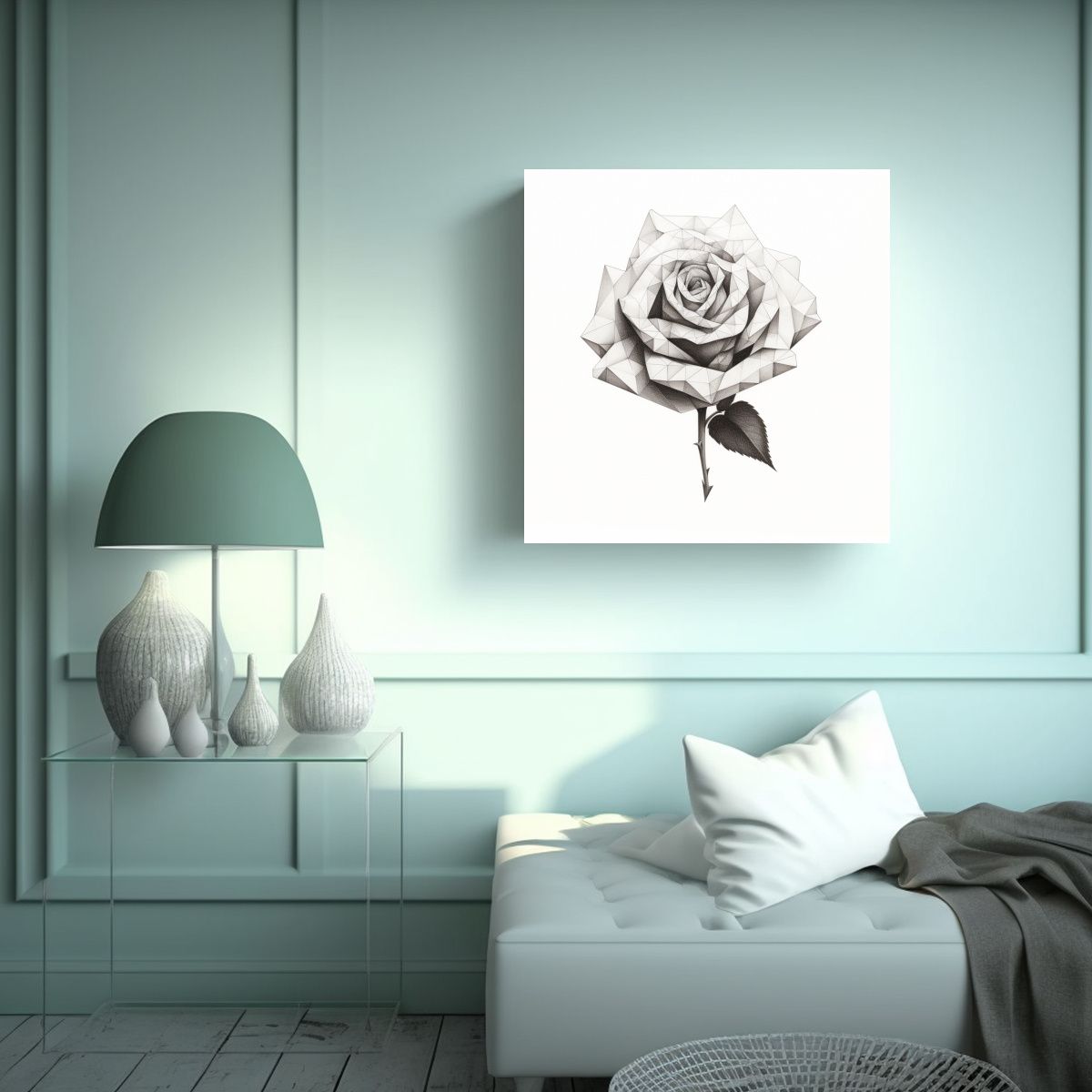 GENERICO - Fotografía Simétrica De Rosa Geométrica En 70x70 Cm