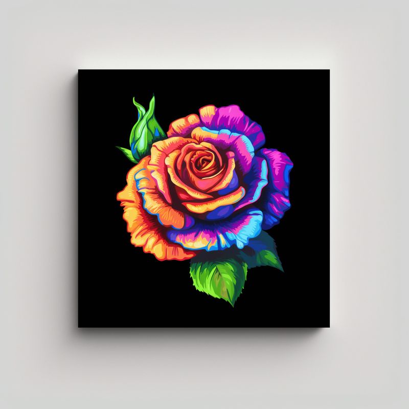 GENERICO - Diseño De Rosa Multicolor En Pixel Art 16 Bit: 30x30 Cm