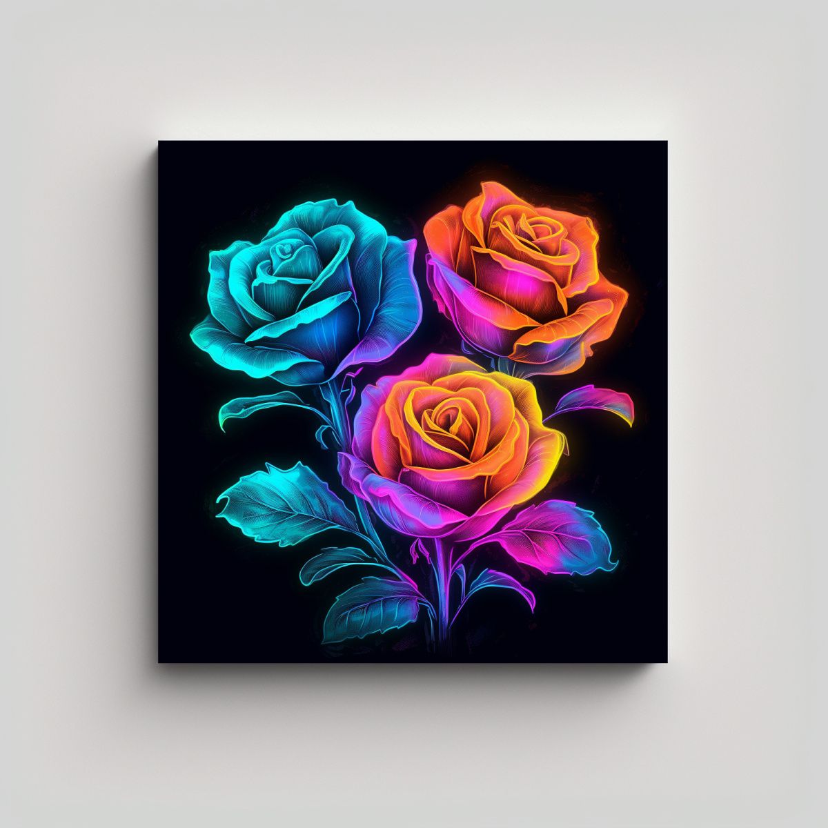 GENERICO - Cuadros Decorativos Neon Roses: Arte E 50x50 Cm